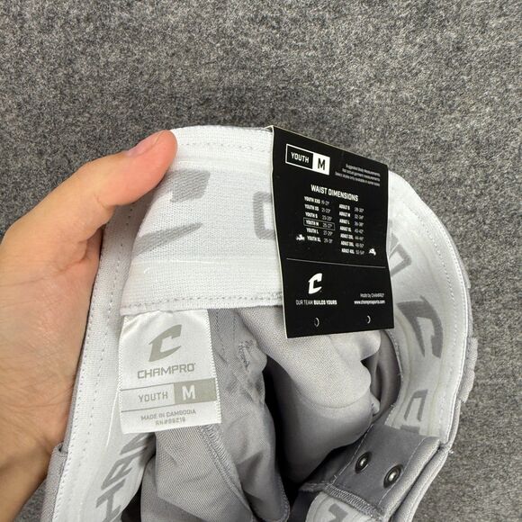 New Champro Activewear Track Pants Boys Youth M Medium Gray Baseball Straight - Picture 4 of 5